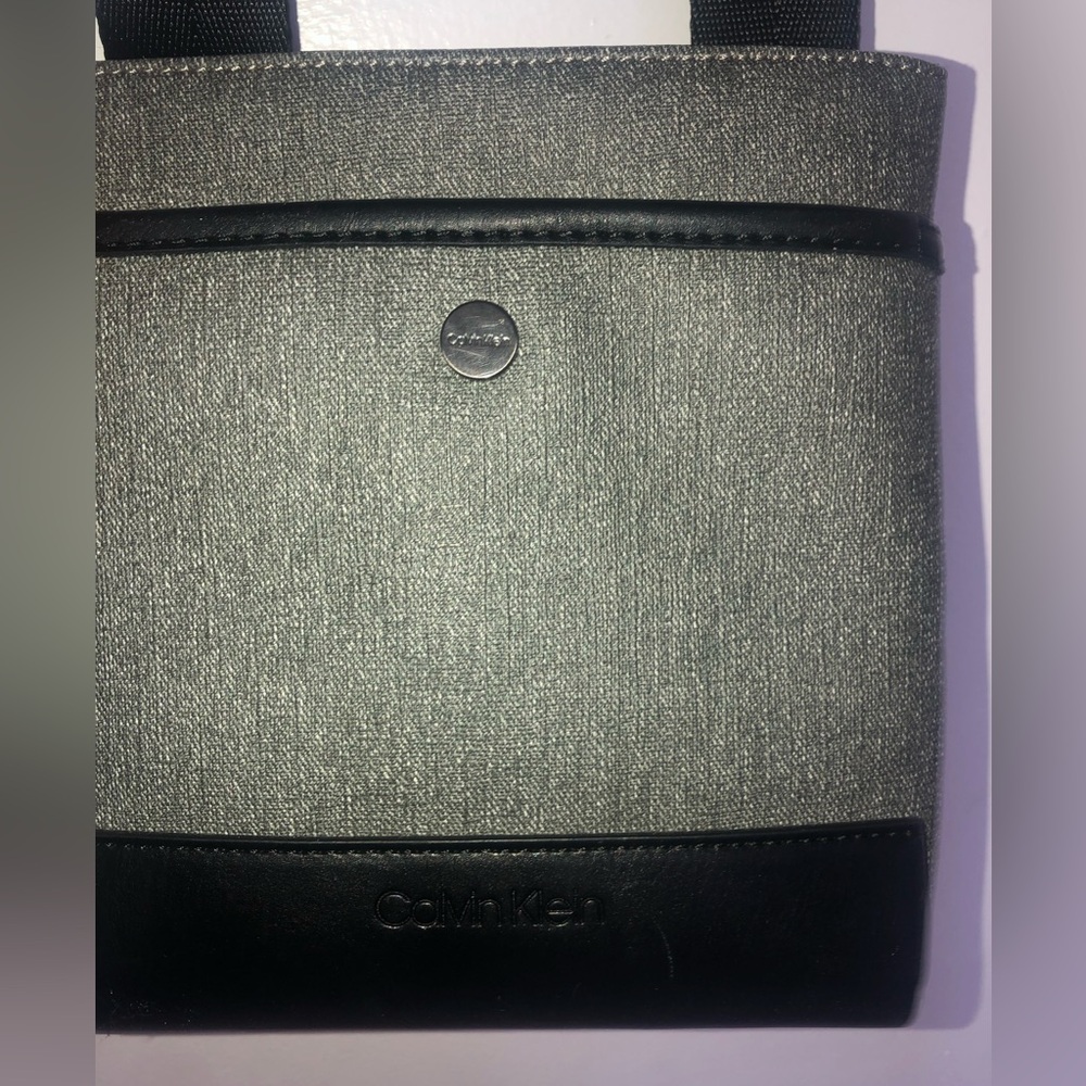 Calvin Klein leather and herringbone shoulder bag